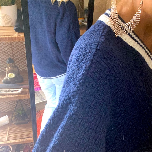 Vintage sweater. Blue with white stripes. Super soft and comfy. - Picture 3 of 4